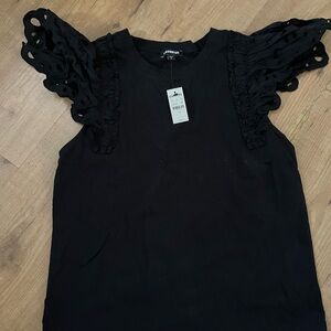 Express top with lace sleeves